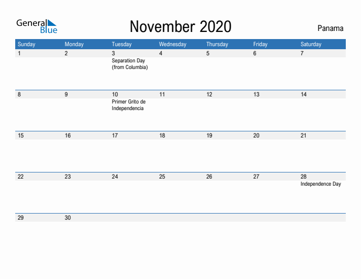 Fillable November 2020 Calendar