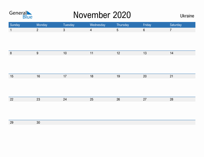 Fillable November 2020 Calendar