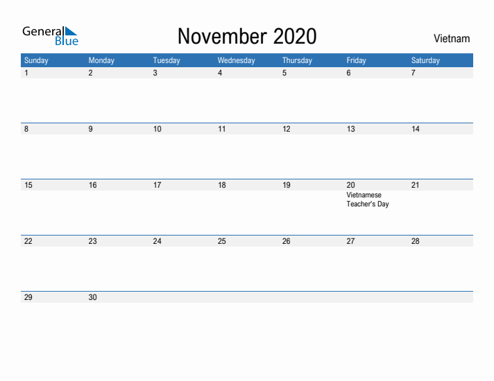 Fillable November 2020 Calendar