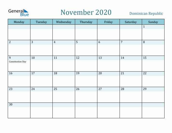 November 2020 Calendar with Holidays