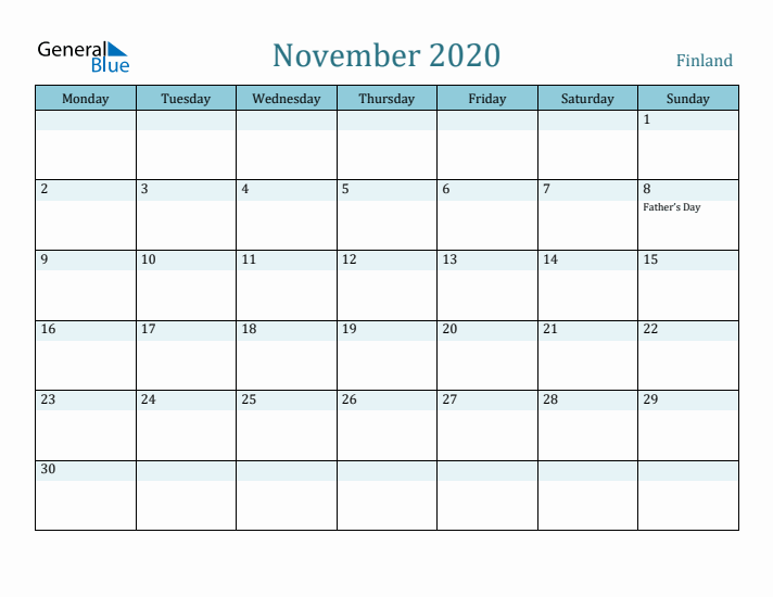 November 2020 Calendar with Holidays