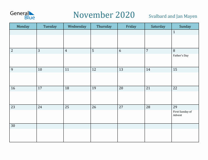 November 2020 Calendar with Holidays