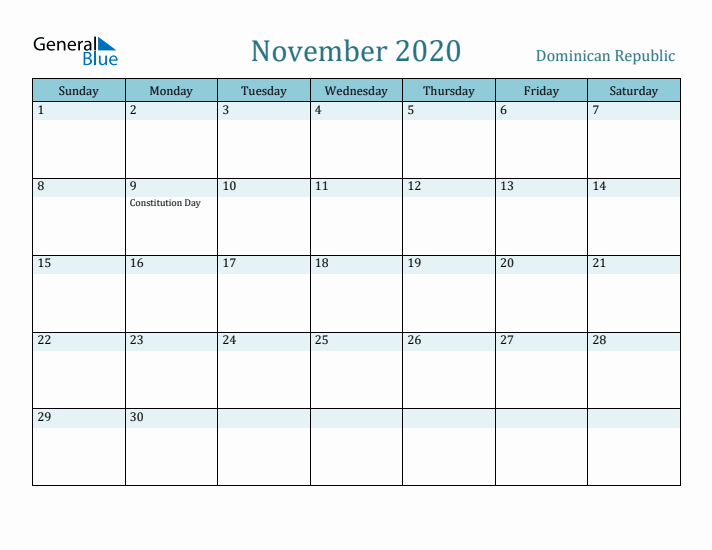 November 2020 Calendar with Holidays