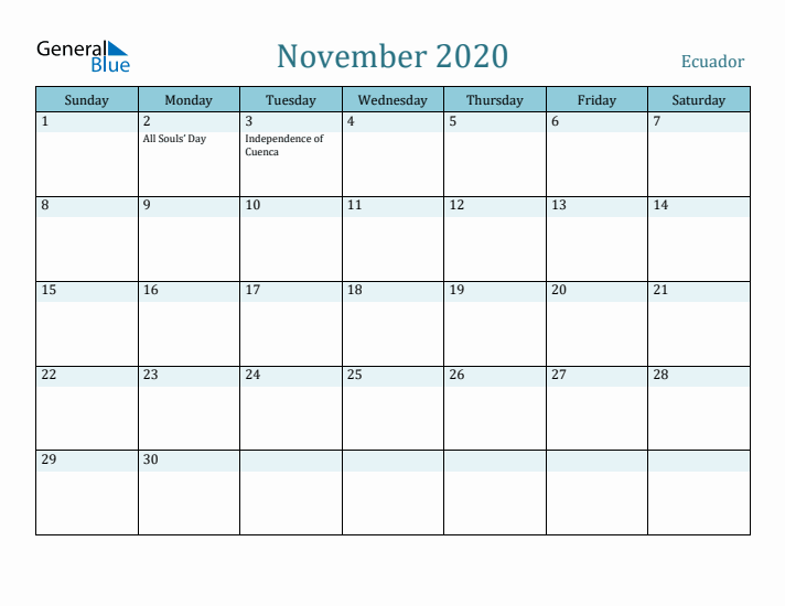 November 2020 Calendar with Holidays