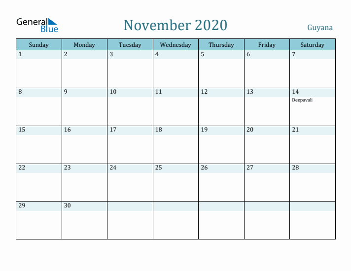 November 2020 Calendar with Holidays