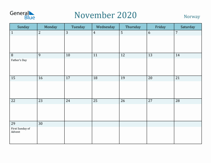 November 2020 Calendar with Holidays