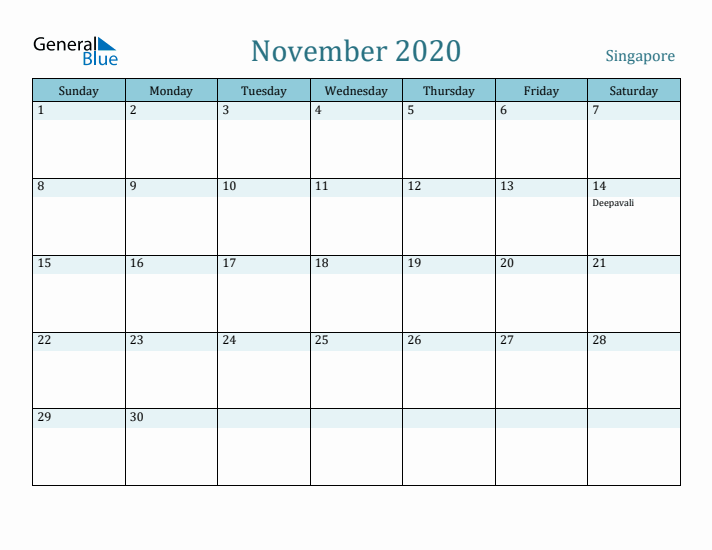 November 2020 Calendar with Holidays