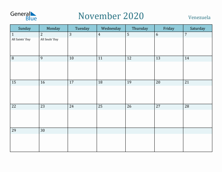 November 2020 Calendar with Holidays