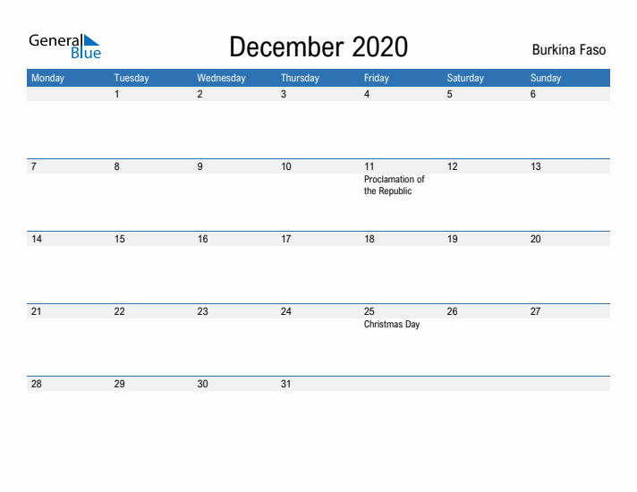 Fillable December 2020 Calendar