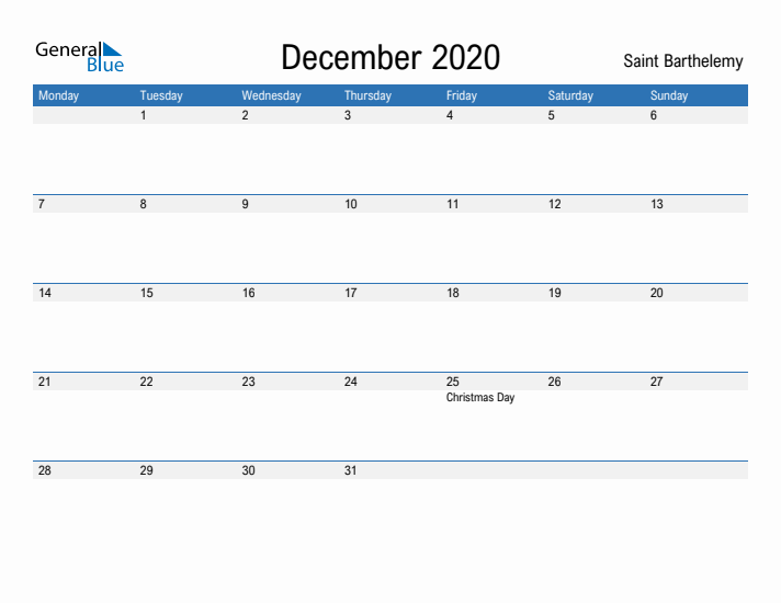 Fillable December 2020 Calendar