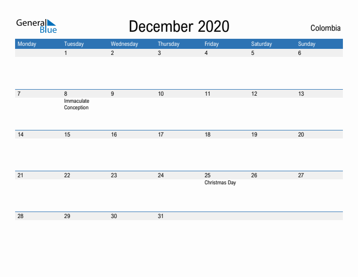 Fillable December 2020 Calendar