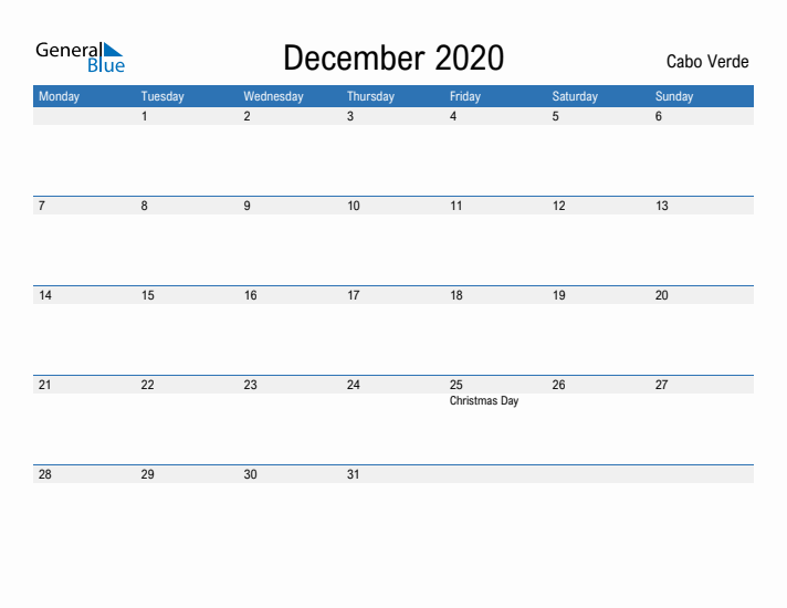 Fillable December 2020 Calendar