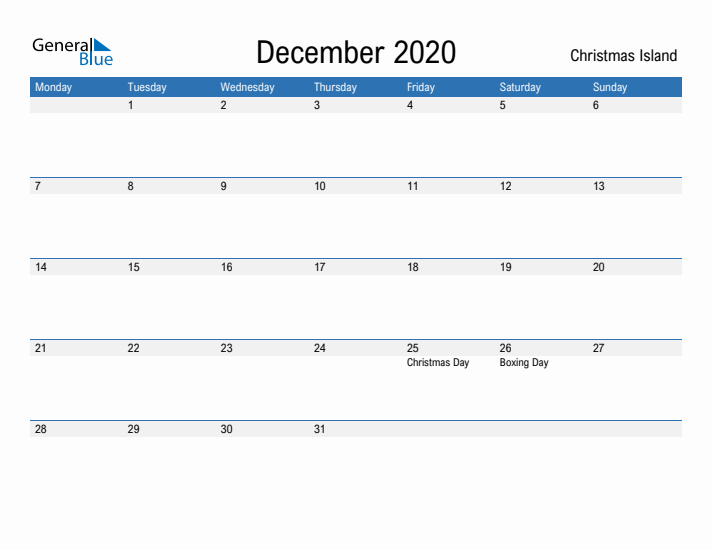 Fillable December 2020 Calendar