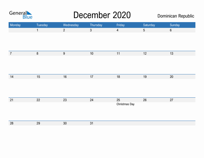 Fillable December 2020 Calendar