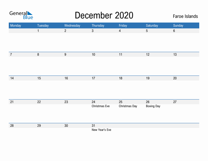 Fillable December 2020 Calendar