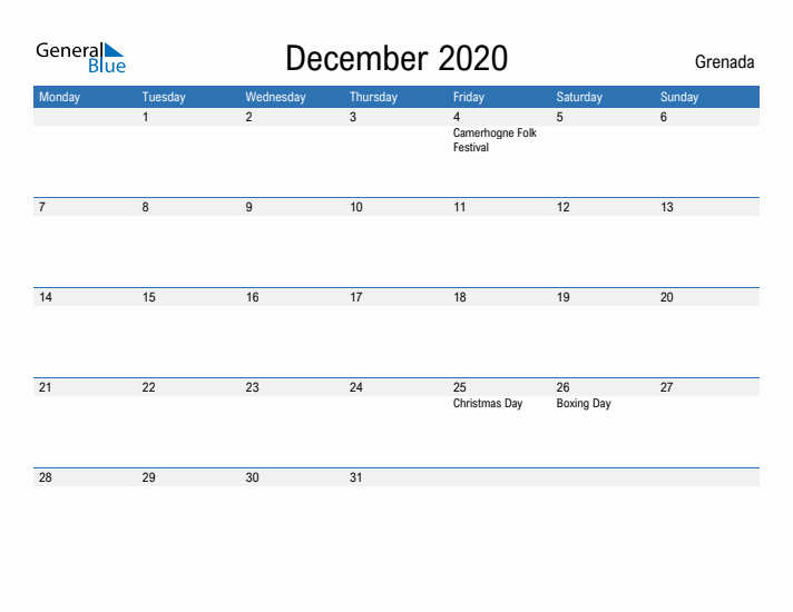 Fillable December 2020 Calendar