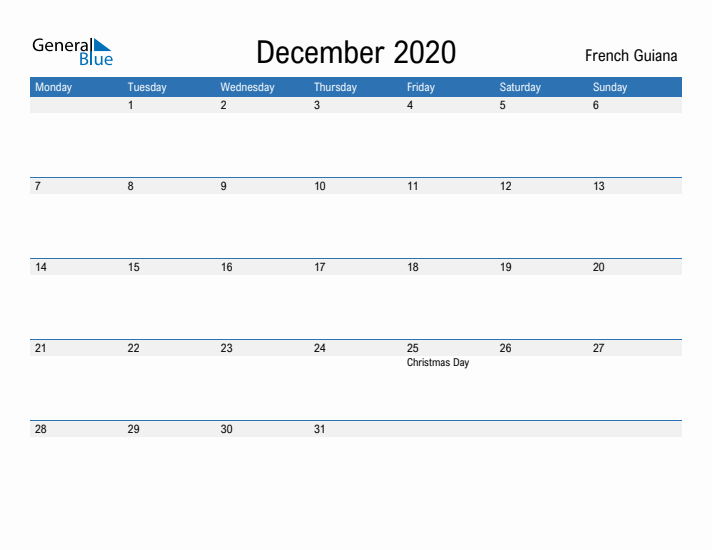 Fillable December 2020 Calendar