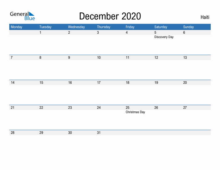 Fillable December 2020 Calendar