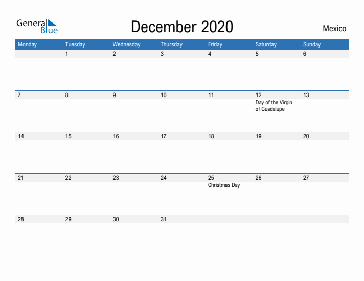 Fillable December 2020 Calendar