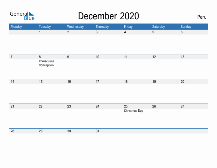 Fillable December 2020 Calendar