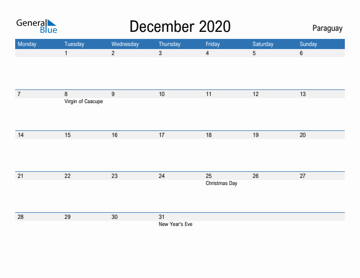 Fillable December 2020 Calendar