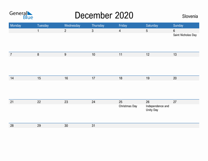 Fillable December 2020 Calendar