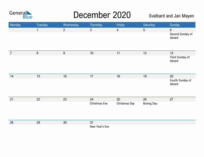 Fillable December 2020 Calendar