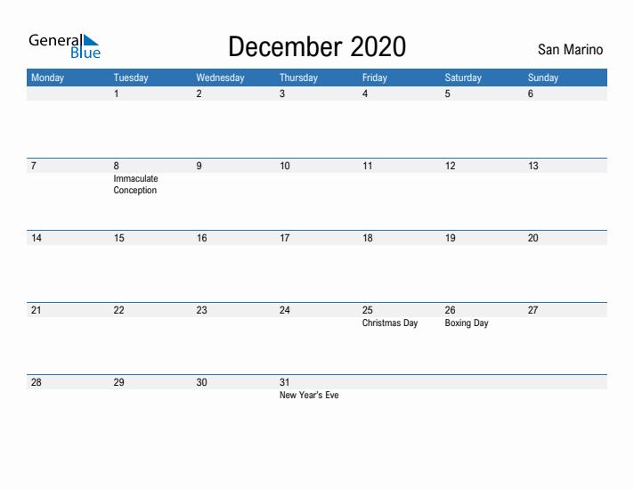 Fillable December 2020 Calendar