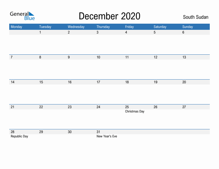 Fillable December 2020 Calendar