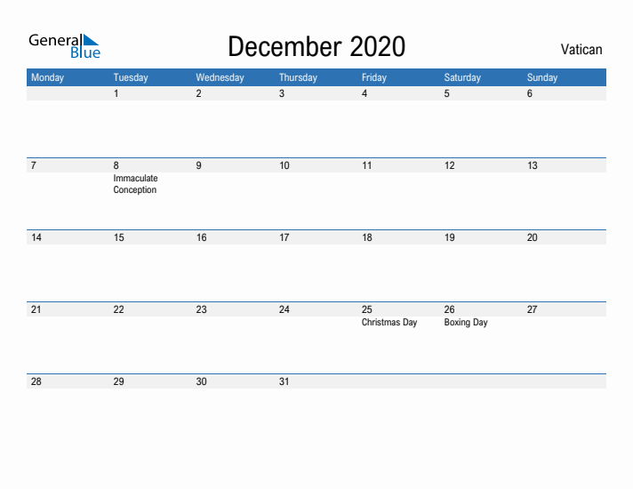 Fillable December 2020 Calendar