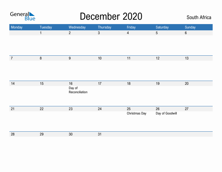 Fillable December 2020 Calendar