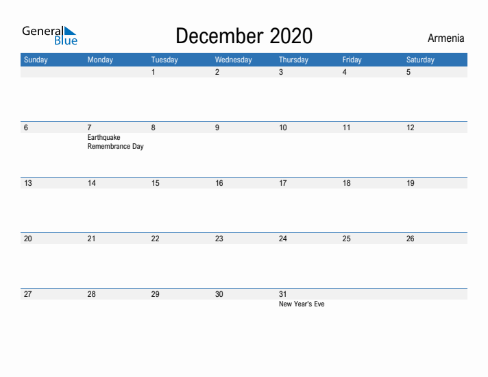 Fillable December 2020 Calendar