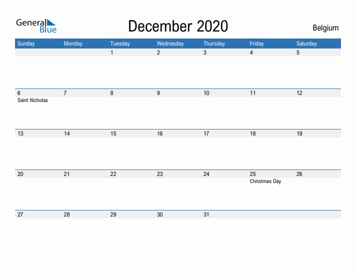 Fillable December 2020 Calendar