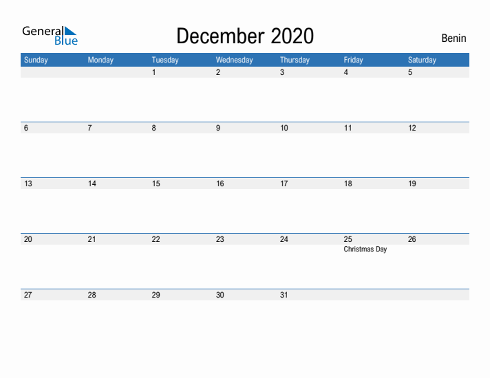 Fillable December 2020 Calendar