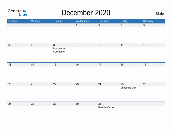 Fillable December 2020 Calendar