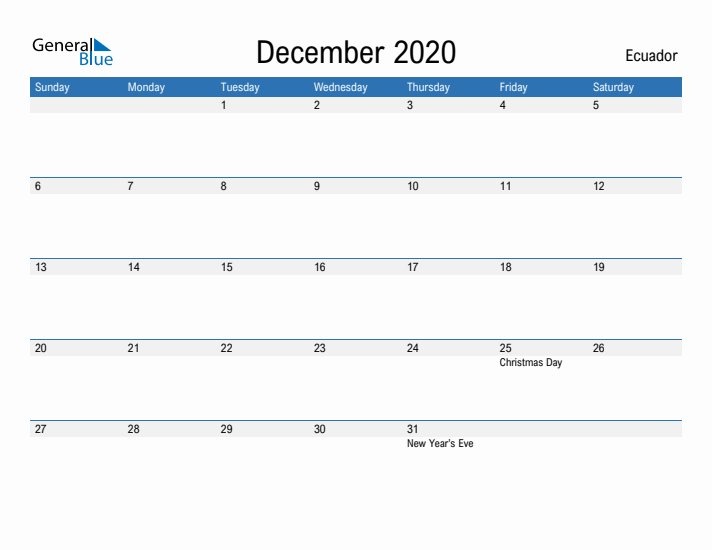 Fillable December 2020 Calendar