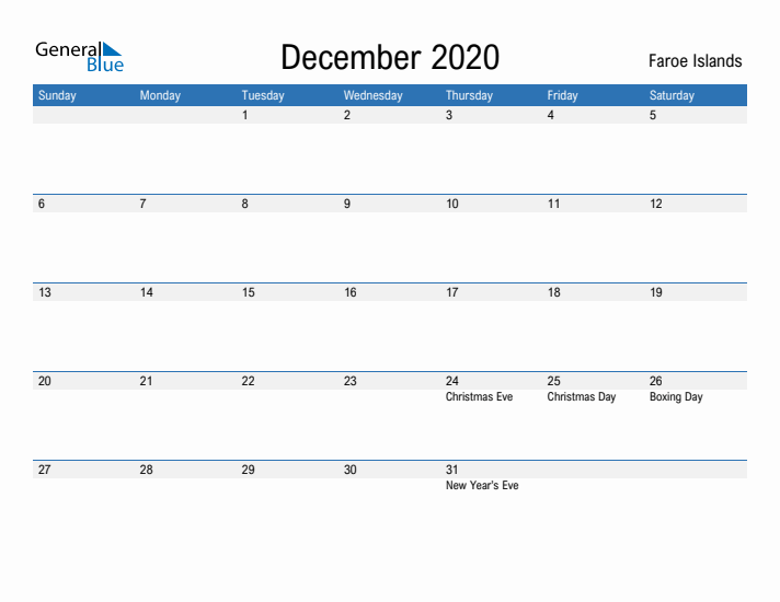 Fillable December 2020 Calendar