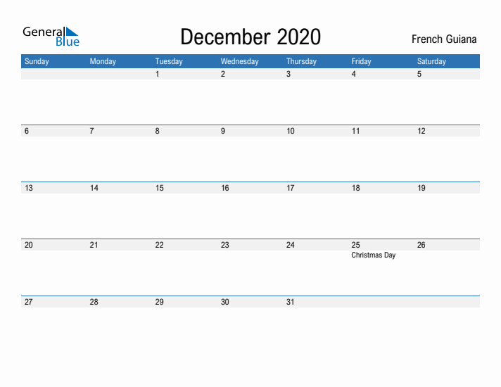 Fillable December 2020 Calendar