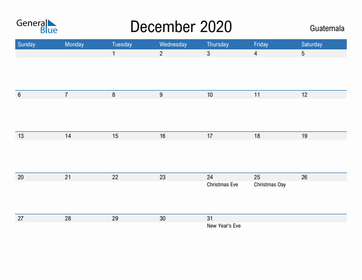 Fillable December 2020 Calendar