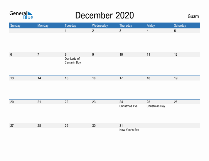 Fillable December 2020 Calendar