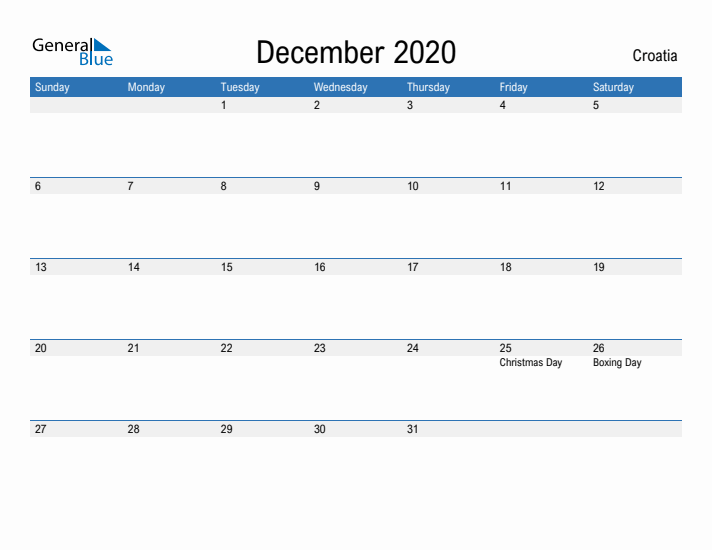 Fillable December 2020 Calendar