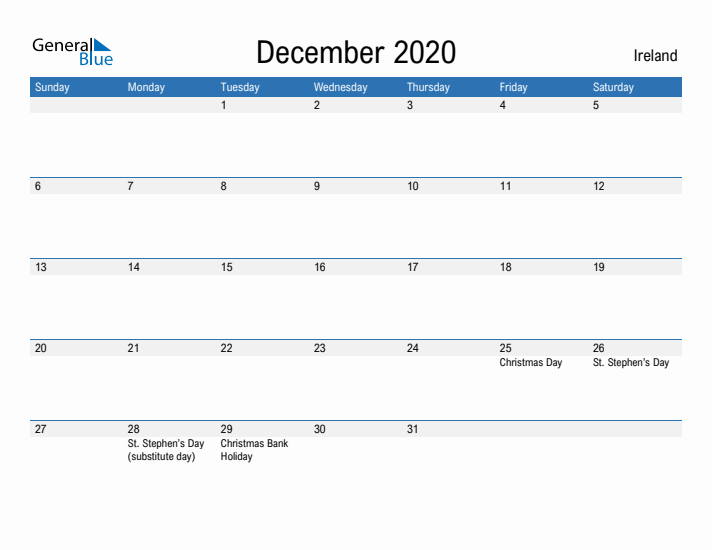 Fillable December 2020 Calendar