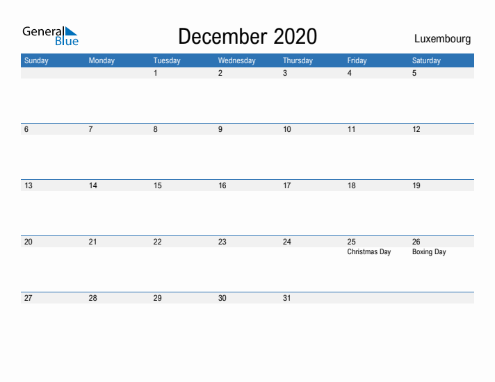 Fillable December 2020 Calendar