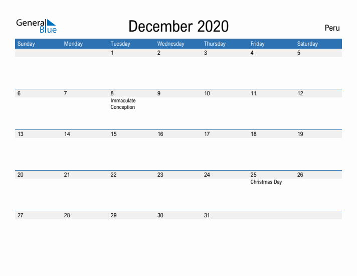 Fillable December 2020 Calendar