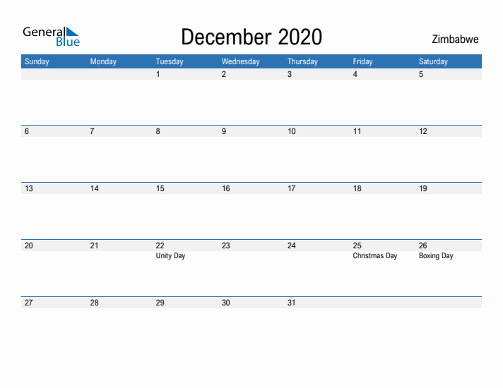 Fillable December 2020 Calendar