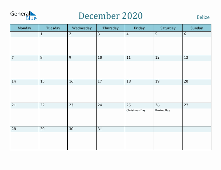 December 2020 Calendar with Holidays