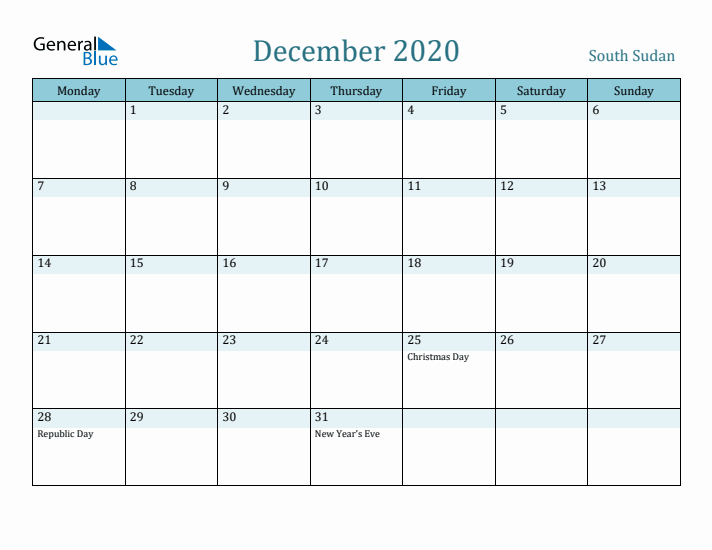 December 2020 Calendar with Holidays