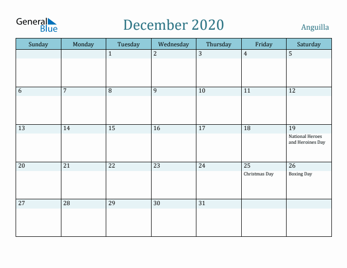 December 2020 Calendar with Holidays