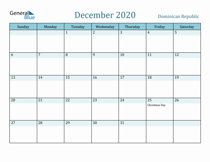 December 2020 Calendar with Holidays