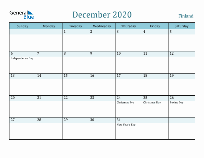 December 2020 Calendar with Holidays